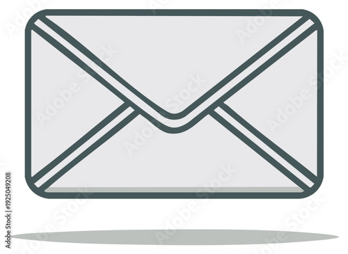 Simple vector illustration of a closed white envelope with a shadow underneath