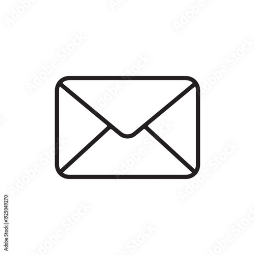 Simple black line icon of a closed envelope on white background for communication and mail concepts