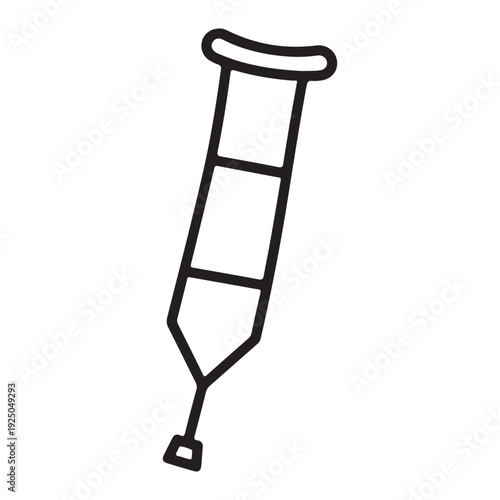 Simple black line drawing of a crutch for mobility aid and support  used for injuries or disabilities  illustration