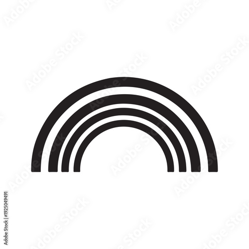 Simple black semicircle rainbow symbol with four curved lines  isolated on white background for design and decoration purposes