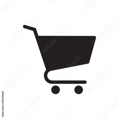 Simple black shopping cart icon on white background for ecommerce and retail concepts  symbolizing online shopping and store purchases