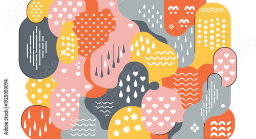 A colorful abstract pattern with various shapes and textures in a modern vector style, ideal for creative projects and backgrounds
