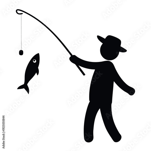 Catching fish silhouette vector 