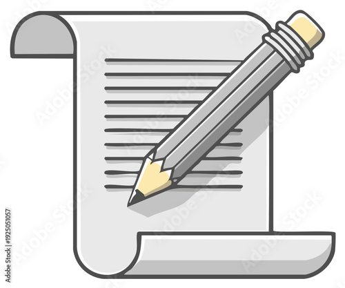 Pencil Writing on Rolled Parchment Document