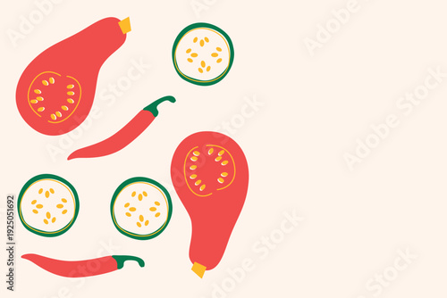 Art & Illustration Vegetable Mix Vector Illustration for Healthy Food Banner and Stickers	
