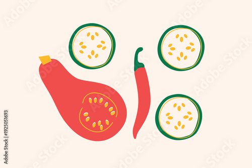 Art & Illustration Vegetable Mix Vector Illustration for Healthy Food Banner and Stickers	
