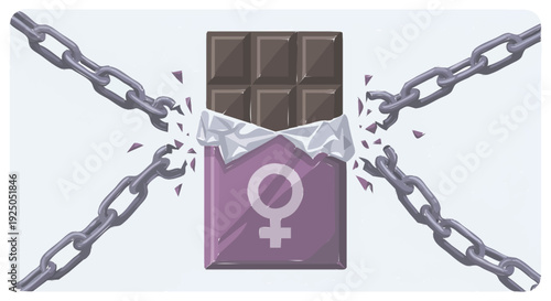 Breaking free chocolate symbolizing female empowerment and freedom