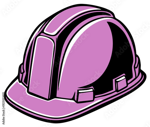 Vibrant Pink Safety Hard Hat Illustration Isolated on White Background