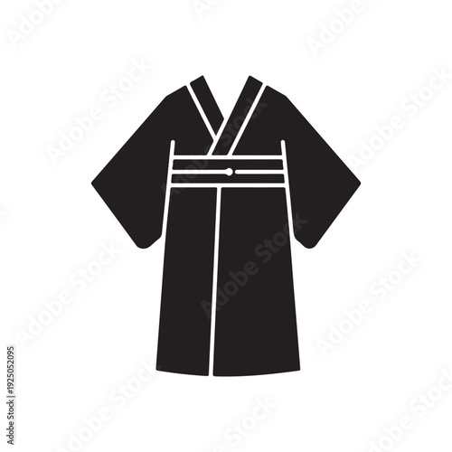 Simple illustration of a traditional Japanese kimono garment  classic robe with wide sleeves and sash