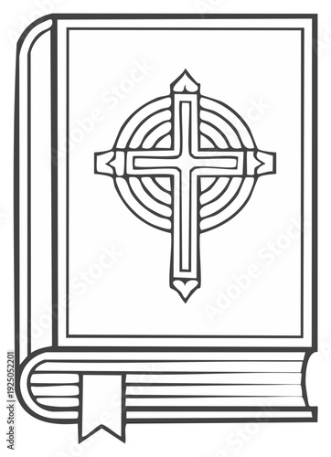 Religious book icon with cross symbol, Christianity concept, graphic design