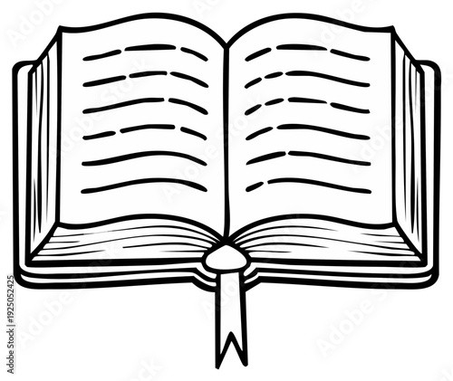 Open Book Illustration with Bookmark Showing Pages and Reading Concept