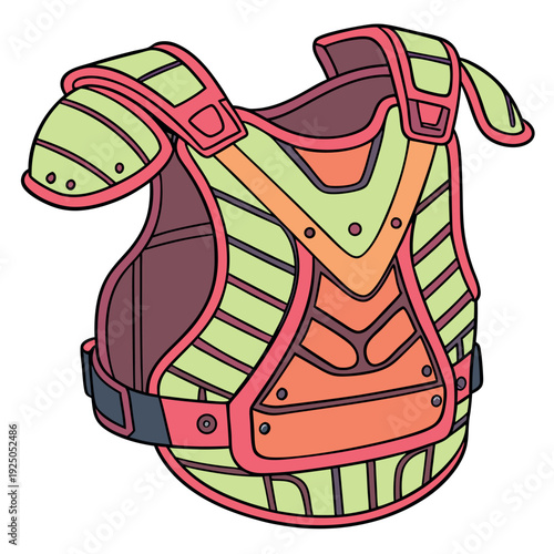 Chest protector a detailed realistic colorful vector.