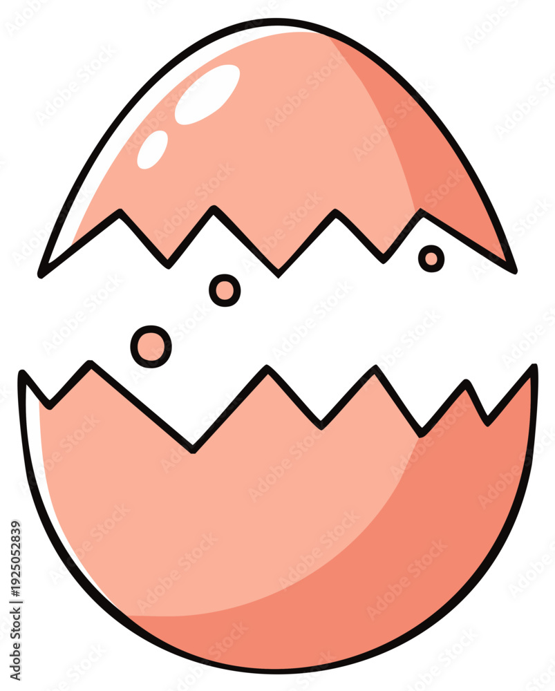 Obraz premium Cartoon cracked egg illustration with peach color