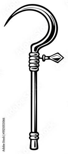 Egyptian crook symbol, royalty insignia illustration, ancient culture artifact, religious attribute, antique scepter icon