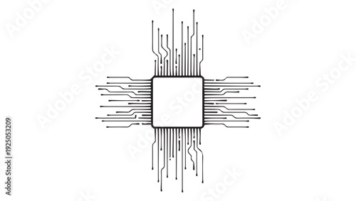 Abstract illustration of a microchip with intricate circuit board connections