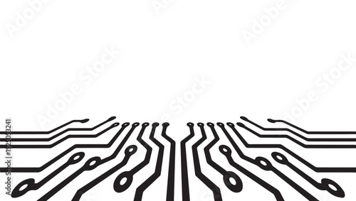Abstract illustration of a circuit board with black lines on a white background