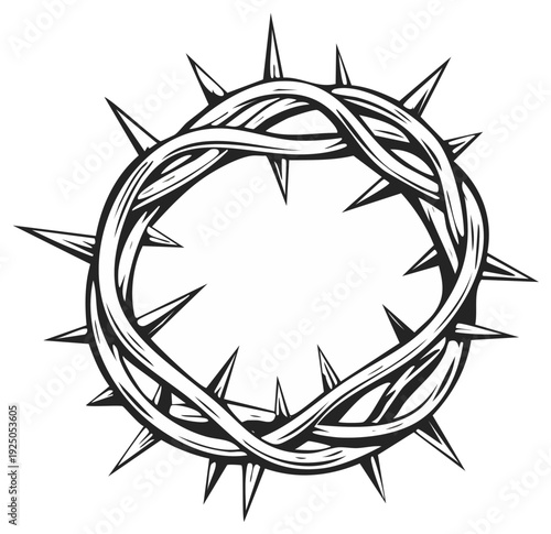Intricate Crown of Thorns Symbolizing Sacrifice and Suffering Religious Iconography