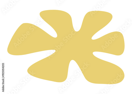 Photography Abstract mustard yellow organic floral shape with smooth minimalist curves on white background