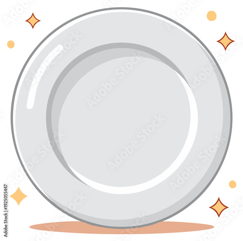 Clean white plate with sparkling highlights for dining and culinary themes