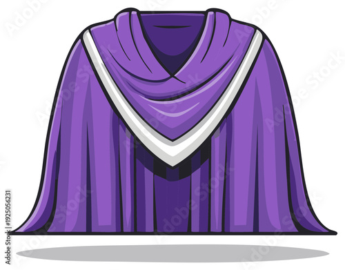 Cartoon style violet cloak with white stripe for wizards or fantasy heroes costume