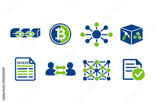 Blockchain Technology Icons Set