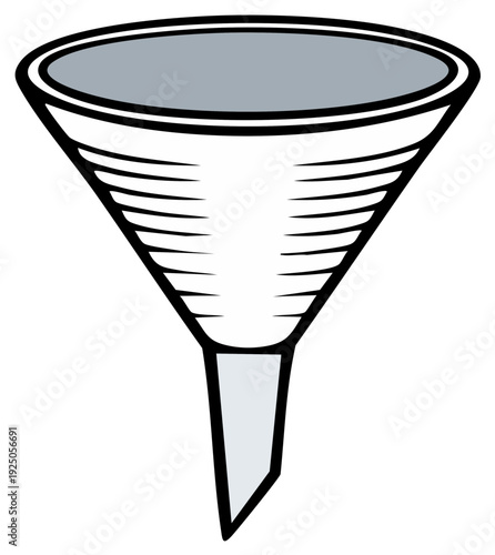 Simple line illustration of a laboratory funnel with gray filling