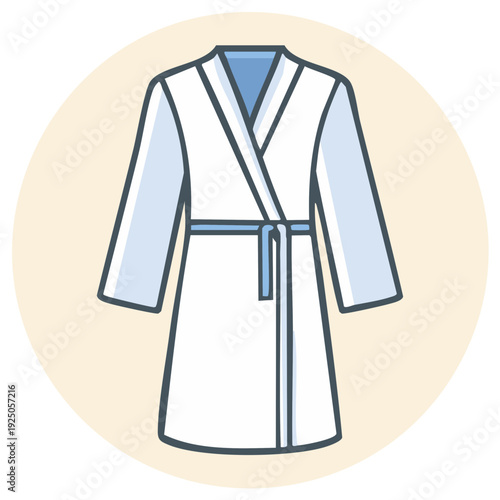 Simple icon of a white and blue bathrobe for spa, hotel, and self care concepts