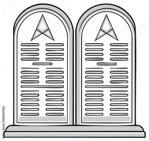 Gray Stone Tablets with Geometric Design Representing Code, Ideals, Law, or Commandments