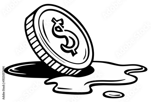 Melting dollar coin illustration representing financial crisis and inflation