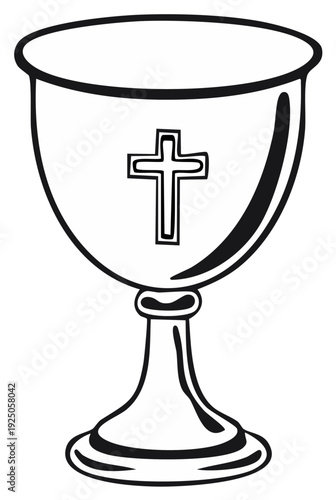 Sacred Christian Chalice with Cross Emblem Religious Symbol for Holy Communion and Eucharist