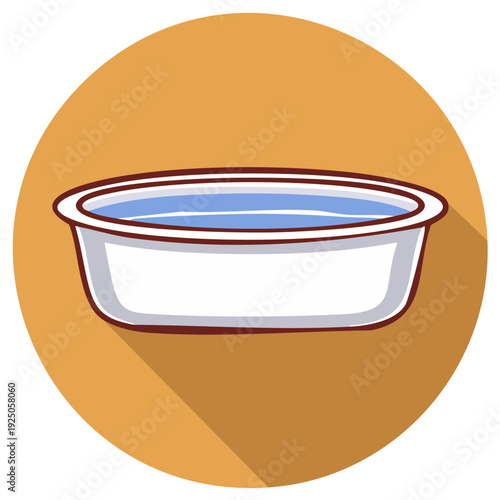 White Rectangular Wash Basin with Water Set Against a Golden Circular Background