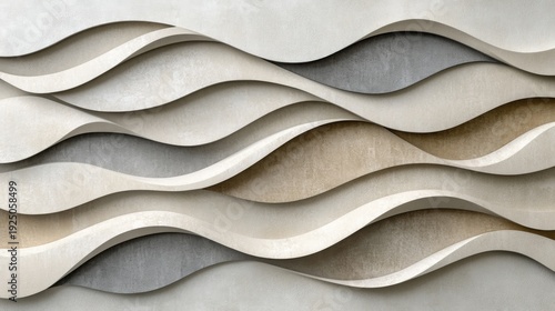Repeating pattern of wavy lines in neutral shades of beige, grey, and cream forming a decorative surface suitable for modern design settings