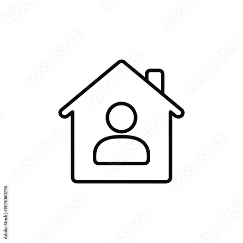 Influenza quarantine stay home icon black and white vector illustration for flu self isolation and infection prevention