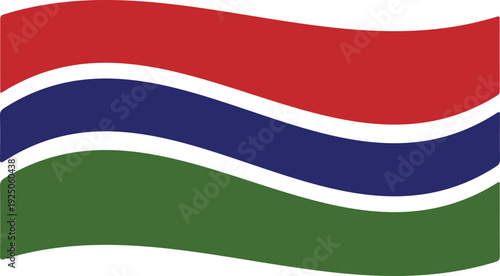 Gambia flag waving, the national flag colors, vector illustration