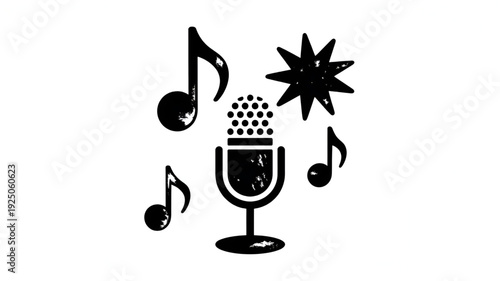 Classic studio microphone icon representing sound recording, singing, and media communication concept