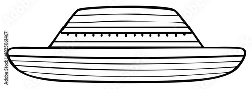 Simple Summer Hat Illustration Straw Beach Sun Protection Fashion Accessory