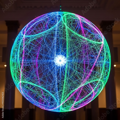 Wallpaper Mural Illuminated Sphere - A Captivating Display of Light and Geometry. Torontodigital.ca
