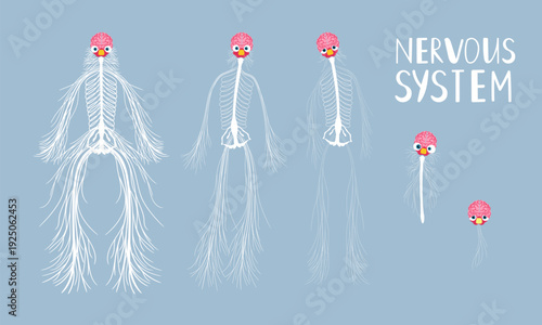 Tired human central nervous system caricature vector illustration