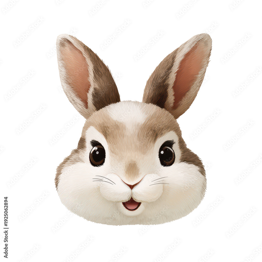 Obraz premium Cute rabbit face cartoon transparent background 