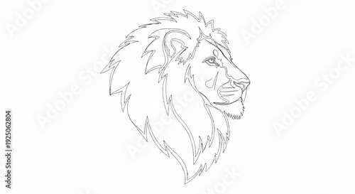 Minimalist outline drawing of a lion's head facing right