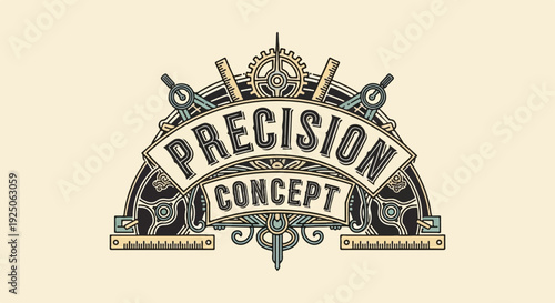 Vintage illustration with precision instruments and ornate design
