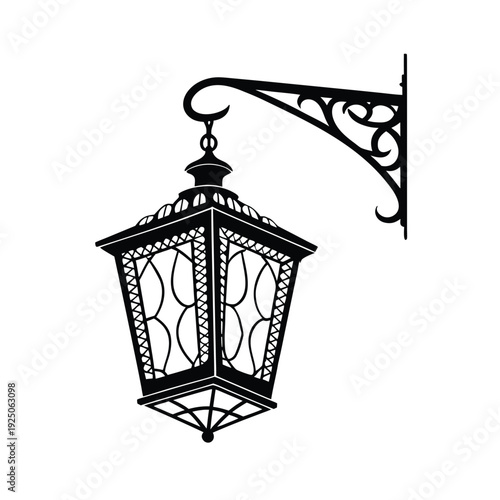 Traditional Arabic Metal Frame Lantern Silhouette – Islamic Ramadan Decorative Lamp Vector