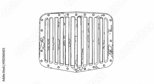 Stylized outline of a vintage car grille with distressed texture