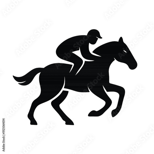 Horse and Jockey Racing Silhouette Vector Illustration on White Background