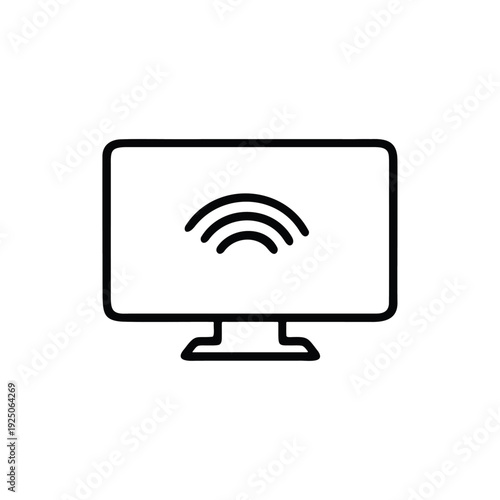 Modern computer monitor with WiFi signal icon on screen