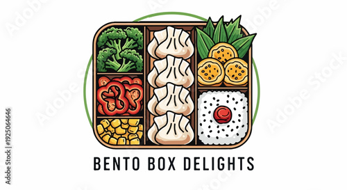 Assorted delicious food items arranged in a bento box with green accents