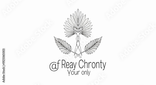 Stylized emblem featuring a central palm-like frond above crossed feather-like elements