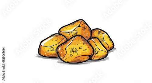 Small, smooth, polished amber stones with bubbles and inclusions