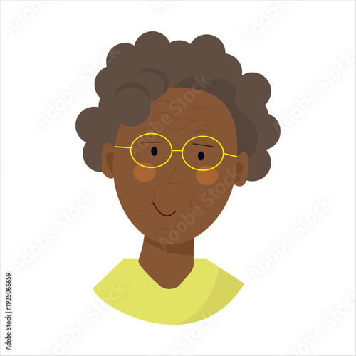 Elder senior woman portrait, vector illustration.