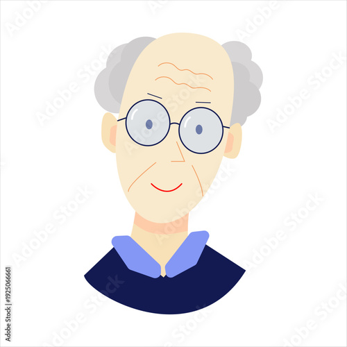 Vector illustration of an elderly man's senior portrait.